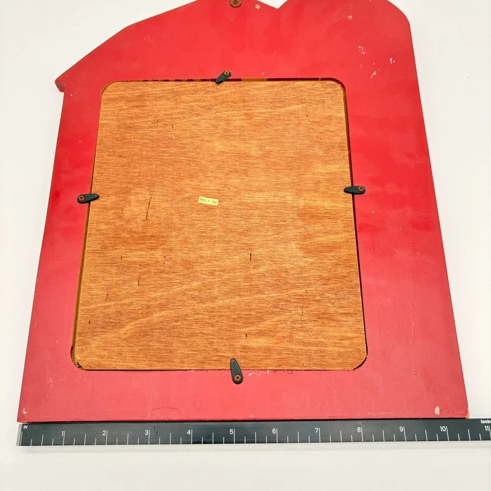 Vintage Red Barn Wood Mirror Farmhouse Nursery Decor Animal Folk Art Wall Mount